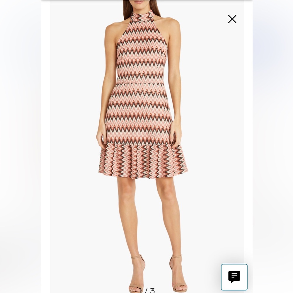 Donna Morgan Retro Maggy Chevron Stripe Zig Zag Print Sleeveless Dress, Sz 8 NWT - Picture 2 of 15